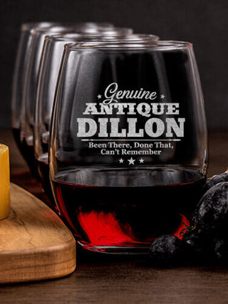 Genuine Antique : Cheese Board Wine Glass Gift Sets - Engraved