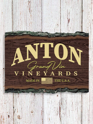 Grand Vineyards : Faux Sliced Log Plaque