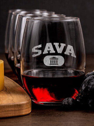 Greek Varsity : Cheese Board Wine Glass Gift Sets - Engraved