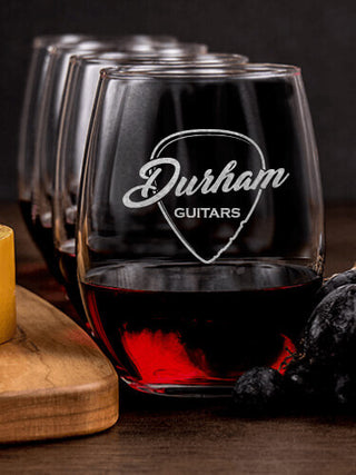 Guitars : Cheese Board Wine Glass Gift Sets - Engraved