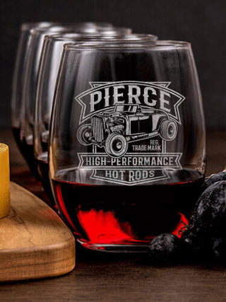 High-Performance Hot Rods : Cheese Board Wine Glass Gift Sets - Engraved