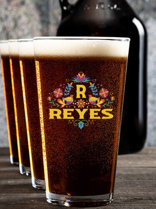 Hispanic Monogram : Growler Pint Glass Gift Sets - Color Printed