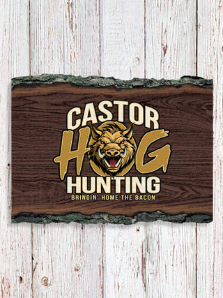 Hog Hunting : Faux Sliced Log Plaque