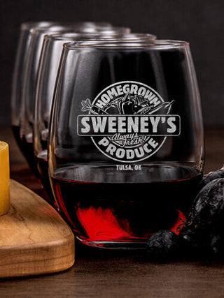 Homegrown Produce : Cheese Board Wine Glass Gift Sets - Engraved