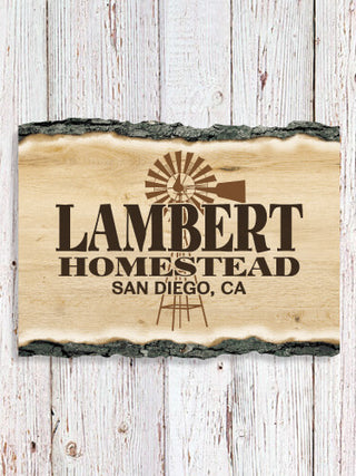 Homestead : Faux Sliced Log Plaque