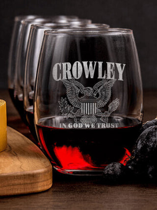 In God We Trust : Cheese Board Wine Glass Gift Sets - Engraved
