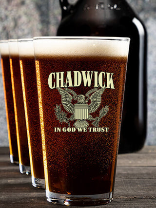 In God We Trust : Growler Pint Glass Gift Sets - Color Printed