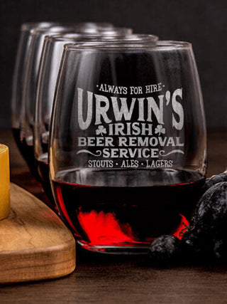 Irish Beer Removal Service : Cheese Board Wine Glass Gift Sets - Engraved