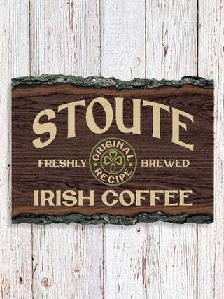 Irish Coffee : Faux Sliced Log Plaque