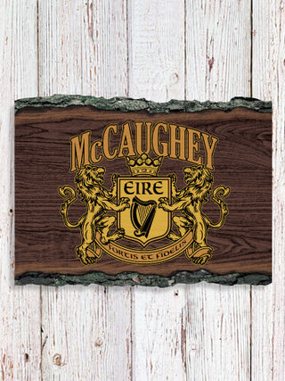 Irish Crest : Faux Sliced Log Plaque