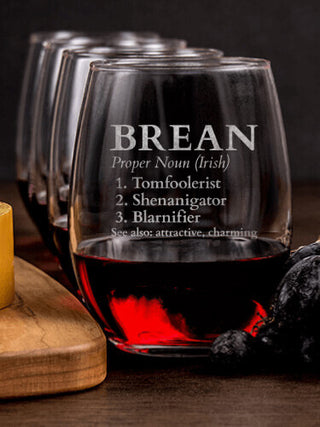 Irish Definition : Cheese Board Wine Glass Gift Sets - Engraved