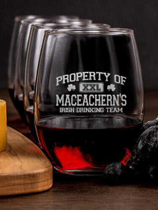 Irish Drinking Team : Cheese Board Wine Glass Gift Sets - Engraved