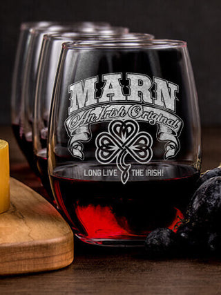 Irish Original : Cheese Board Wine Glass Gift Sets - Engraved