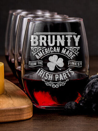 Irish Parts : Cheese Board Wine Glass Gift Sets - Engraved