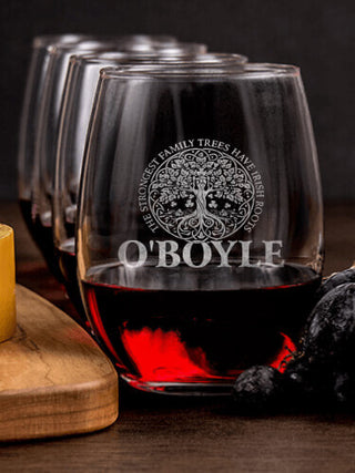 Irish Roots : Cheese Board Wine Glass Gift Sets - Engraved