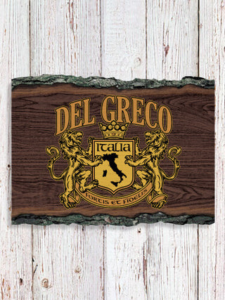 Italian Crest : Faux Sliced Log Plaque