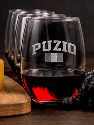 Italian Flag Varsity : Cheese Board Wine Glass Gift Sets - Engraved