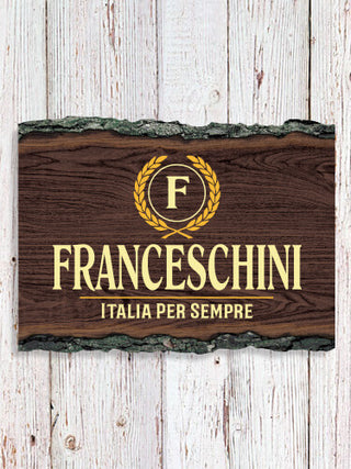 Italian Monogram : Faux Sliced Log Plaque