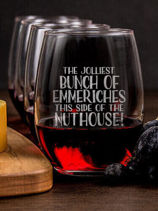 Jolliest Bunch : Cheese Board Wine Glass Gift Sets - Engraved