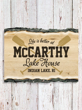 Lake House : Faux Sliced Log Plaque