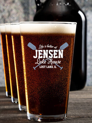 Lake House : Growler Pint Glass Gift Sets - Color Printed