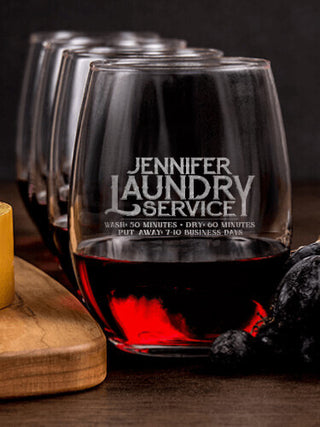Laundry Service : Cheese Board Wine Glass Gift Sets - Engraved