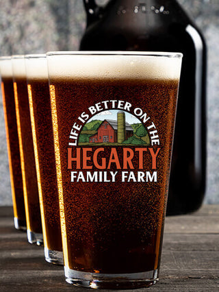 Life Is Better Farm : Growler Pint Glass Gift Sets - Color Printed