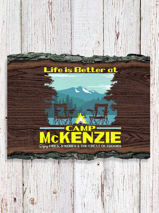 Life Is Better : Faux Sliced Log Plaque