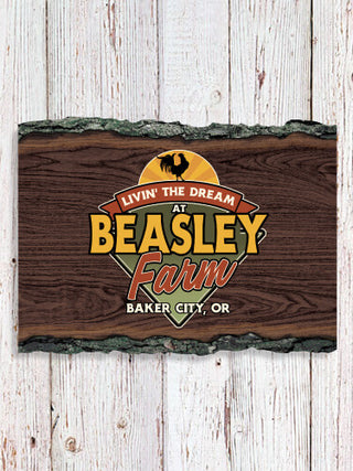 Livin' The Dream Farm : Faux Sliced Log Plaque