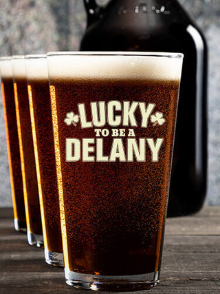 Lucky To Be : Growler Pint Glass Gift Sets - Color Printed