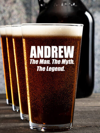 Man Myth Legend : Growler Pint Glass Gift Sets - Color Printed