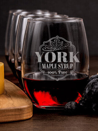 Maple Syrup : Cheese Board Wine Glass Gift Sets - Engraved