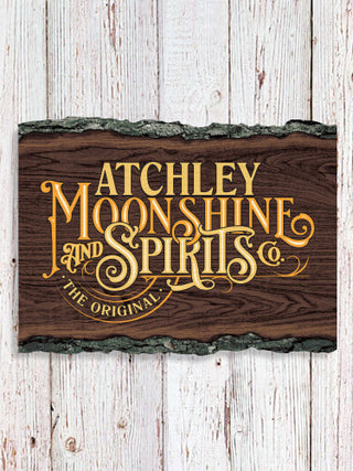 Moonshine and Spirits : Faux Sliced Log Plaque