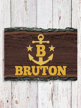 Nautical Monogram : Faux Sliced Log Plaque