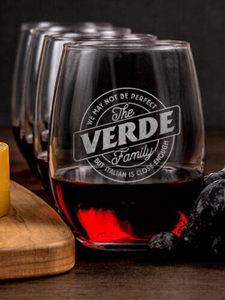 Perfectly Italian : Cheese Board Wine Glass Gift Sets - Engraved