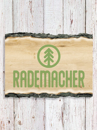 Pine Tree : Faux Sliced Log Plaque
