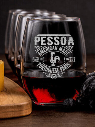 Portuguese Parts : Cheese Board Wine Glass Gift Sets - Engraved