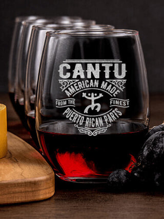 Puerto Rican Parts : Cheese Board Wine Glass Gift Sets - Engraved