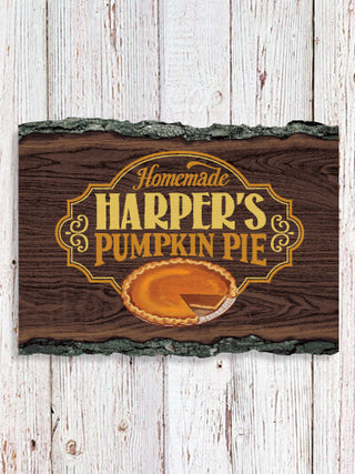 Pumpkin Pie : Faux Sliced Log Plaque