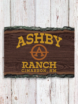 Ranch Monogram : Faux Sliced Log Plaque