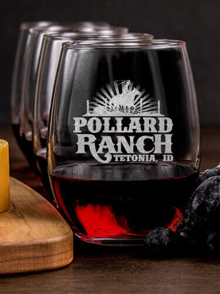 Ranch : Cheese Board Wine Glass Gift Sets - Engraved