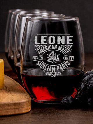 Sicilian Parts : Cheese Board Wine Glass Gift Sets - Engraved