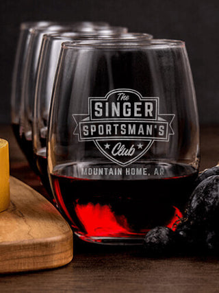 Sportsman's Club : Cheese Board Wine Glass Gift Sets - Engraved
