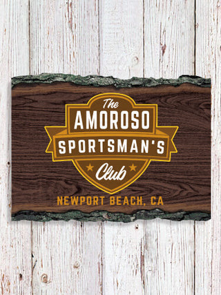Sportsman's Club : Faux Sliced Log Plaque