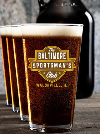Sportsman's Club : Growler Pint Glass Gift Sets - Color Printed