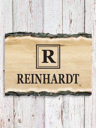 Square Monogram : Faux Sliced Log Plaque