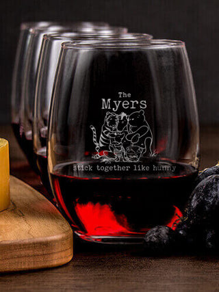 Stick Together : Cheese Board Wine Glass Gift Sets - Engraved