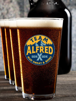 Team Side By Side : Growler Pint Glass Gift Sets - Color Printed