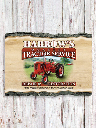Tractor Service : Faux Sliced Log Plaque
