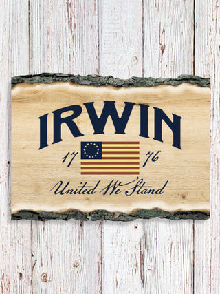 United We Stand : Faux Sliced Log Plaque
